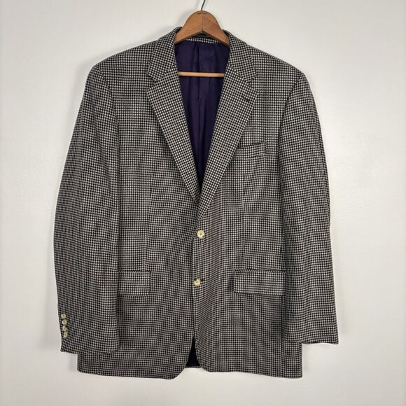 Rochester Couture Sport Coat 42T Pure CASHMERE Lanificio di Pray Houndstooth